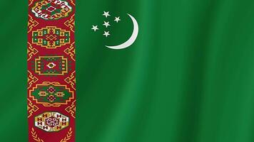 Turkmenistan Waving Flag. Realistic Flag Animation. Seamless Loop Background video
