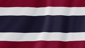 thailand vinka flagga. realistisk flagga animation. sömlös slinga bakgrund video