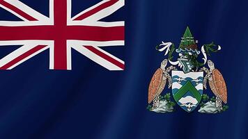 Ascension Island Waving Flag. Realistic Flag Animation. Seamless Loop Background video