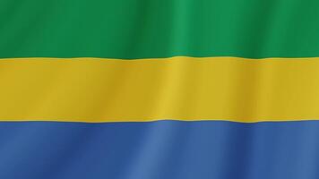 Gabon Waving Flag. Realistic Flag Animation. Seamless Loop Background video