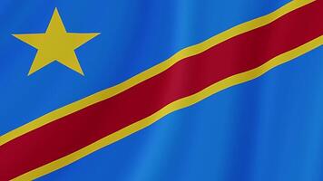 Democratic Republic of the Congo Waving Flag. Realistic Flag Animation. Seamless Loop Background video