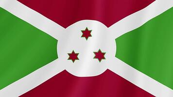 Burundi golvend vlag. realistisch vlag animatie. naadloos lus achtergrond video