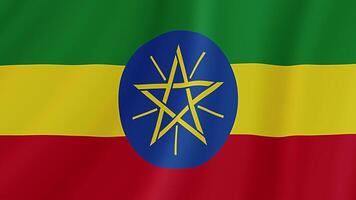 etiopien vinka flagga. realistisk flagga animation. sömlös slinga bakgrund video