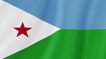 Djibouti Waving Flag. Realistic Flag Animation. Seamless Loop Background video