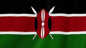 Kenya Waving Flag. Realistic Flag Animation. Seamless Loop Background video