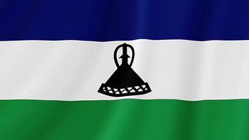 Lesotho Waving Flag. Realistic Flag Animation. Seamless Loop Background video