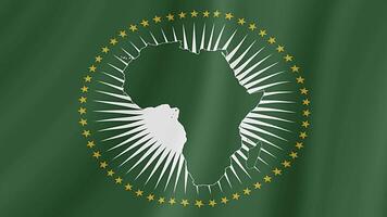 African Union Waving Flag. Realistic Flag Animation. Seamless Loop Background video