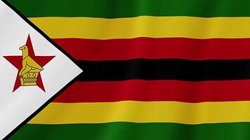 Zimbabwe winken Flagge. realistisch Flagge Animation. nahtlos Schleife Hintergrund video