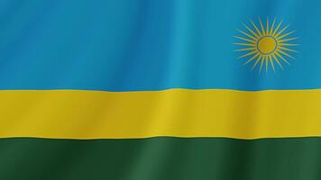 Rwanda Waving Flag. Realistic Flag Animation. Seamless Loop Background video