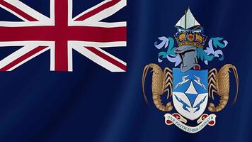 Tristan da Cunha Waving Flag. Realistic Flag Animation. Seamless Loop Background video