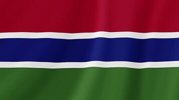 de Gambia golvend vlag. realistisch vlag animatie. naadloos lus achtergrond video