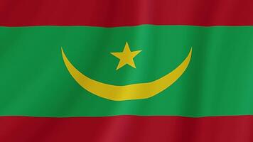 Mauritania Waving Flag. Realistic Flag Animation. Seamless Loop Background video