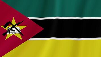 Mozambique Waving Flag. Realistic Flag Animation. Seamless Loop Background video