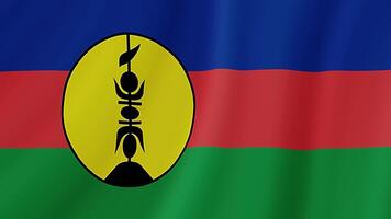 New Caledonia Waving Flag. Realistic Flag Animation. Seamless Loop Background video