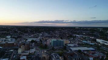 Aerial Footage of Illuminated British Town of England UK During Night. video