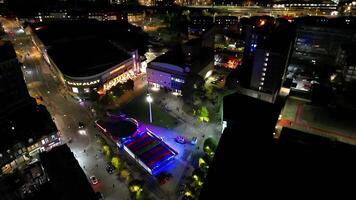 Aerial Footage of Illuminated British Town of England UK During Night. video