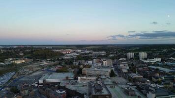 Aerial Footage of Illuminated British Town of England UK During Night. video