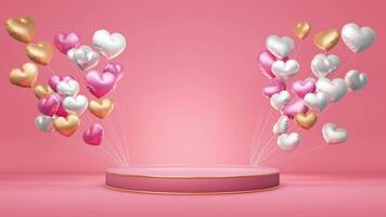 ballong hjärta med podium bakgrund video