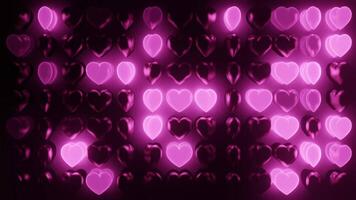 3d pink glow hearts arranged in a row pattern, video