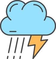 Thunder strom Line Filled Light Icon vector