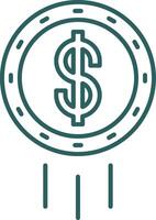 Dollar Coin Line Gradient Icon vector