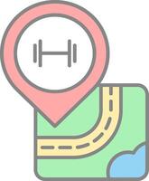 gimnasio línea lleno ligero icono vector