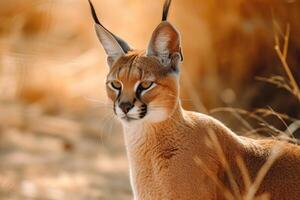 AI generated Portrait desert cats Caracal or African lynx photo