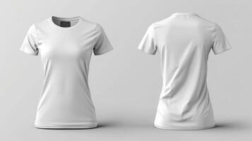 ai generado blanco camiseta. modelo de un De las mujeres camiseta de blanco color foto