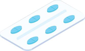 Blue Pill Blister Pack Icon vector