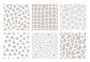 Seamless patterns pastel set in minimalistic style. Mid century aesthetic background vector
