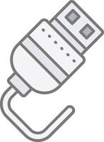 USB línea lleno ligero icono vector