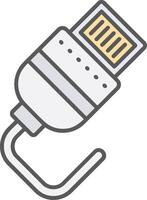 Lightning cable Line Filled Light Icon vector