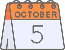 5th of October Line Filled Light Icon vector