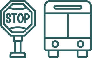 Bus Stop Line Gradient Icon vector