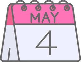 4th of May Line Filled Light Icon vector