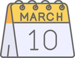 10 de marzo línea lleno ligero icono vector