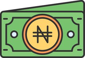 Naira Line Filled Light Icon vector