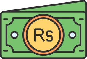 Rupee Line Filled Light Icon vector