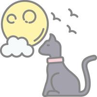 Black cat Line Filled Light Icon vector