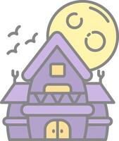 Haunted house Line Filled Light Icon vector