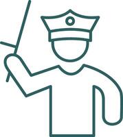 Policeman Holding Stick Line Gradient Icon vector