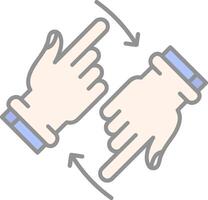 Rotate Two Hands Line Filled Light Icon vector