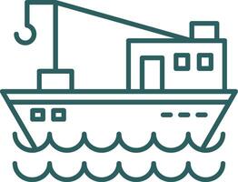 Fishing Boat Line Gradient Icon vector