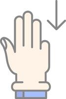 Three Fingers Down Line Filled Light Icon vector