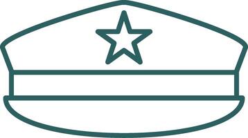 icono de gradiente de línea de sombrero militar vector