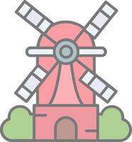 Windmill Line Filled Light Icon vector