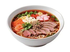 Delicious Vietnamese Pho with Beef and Noodles in a Bowl. Perfect for Restaurant Menus and Food Blogs photo