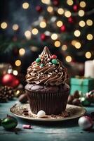 christmas cake with chocolate photo