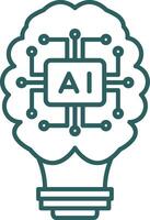 icono de gradiente de línea de inteligencia artificial vector