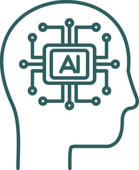 icono de gradiente de línea de inteligencia artificial vector
